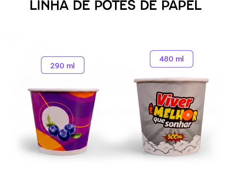 Linha de potes de papel Boxbe: 290ml e 480ml