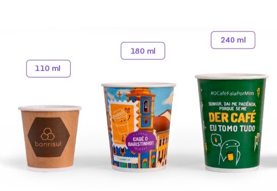 Copos de papel de 110ml, 180ml e 240ml