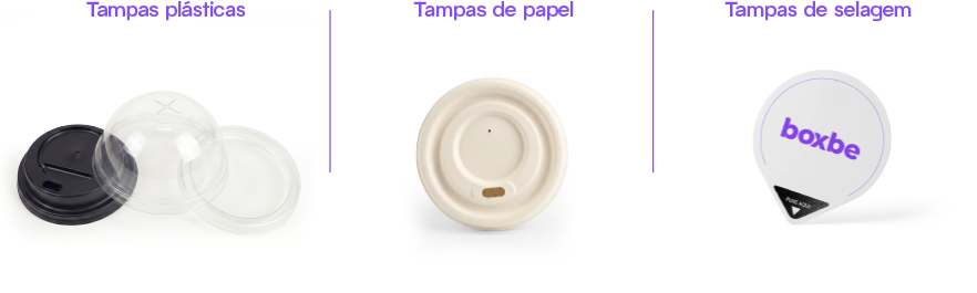 Tampas plásticas, de papel e de selagem Boxbe